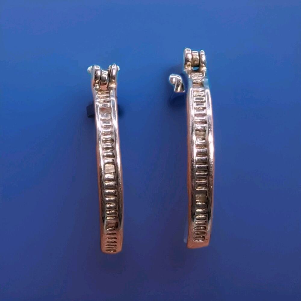 Vintage Hoop 925 Earrings With Small Inlayed Crystal Stones